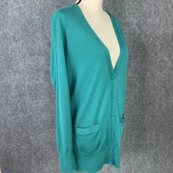 J Crew 100% Merino Wool Cardigan Sweater Women S Green Grandpa Core 6 Button - Picture 5 of 14